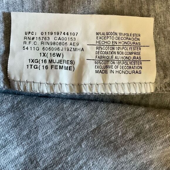 Just My Size Tee Shirt Jolly Holly Days Graphic Wreath Grey Green Red Yellow 1X - Picture 4 of 10